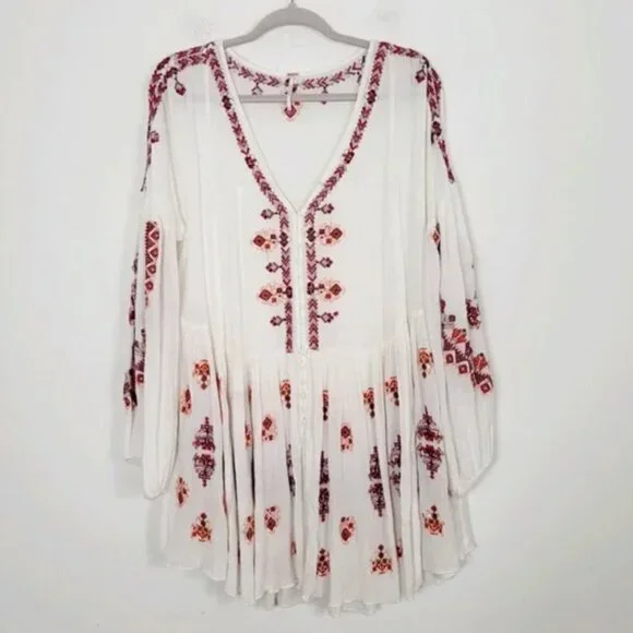 Free People Ariana Embroidered Tunic L - Picture 4 of 5